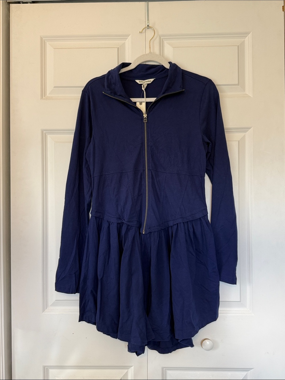 Anthropologie Daily Practice Navy Zip-Front Dress
